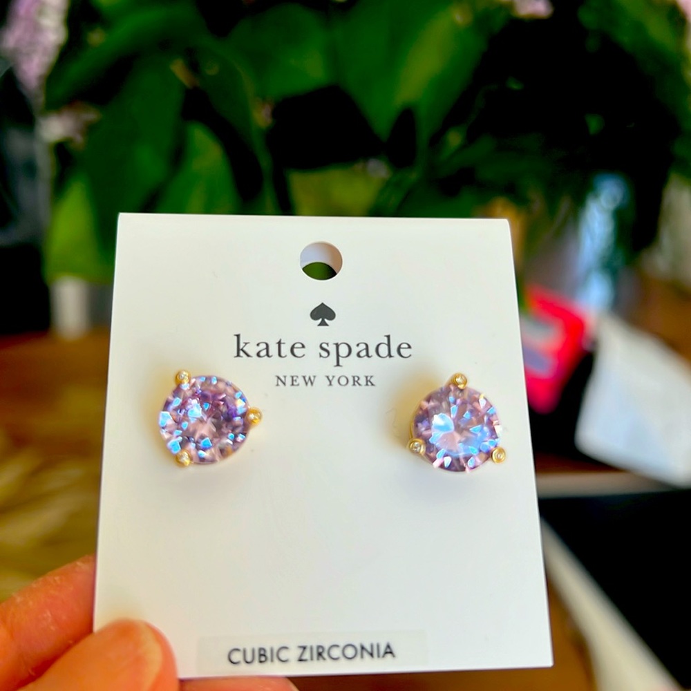 Cubic zirconia light amethyst Kate Spade stud earrings